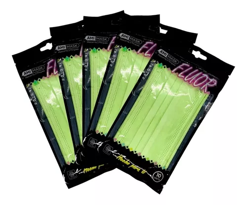 Pack 10 mascarillas fluor verde